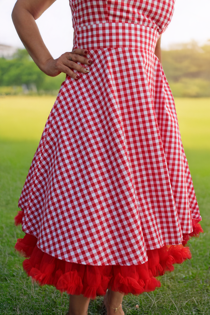 red circle skirt dress Red Square Neck Sleeveless Skater Dress | Womens | X-Small