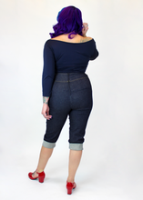 Load image into Gallery viewer, Denim Pin Up High Waist Capri Pants