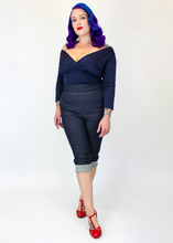 Load image into Gallery viewer, Denim Pin Up High Waist Capri Pants