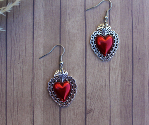 Sacred Heart Jewelry Dangle Earrings