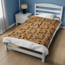 Load image into Gallery viewer, Wrapped in Ink: The Vintage Tattoo Flash -Inspired Plush Blanket
