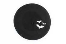 Load image into Gallery viewer, Embroidered Bats Black Beret