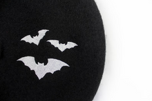 Load image into Gallery viewer, Embroidered Bats Black Beret