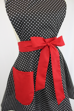 Load image into Gallery viewer, Retro Vintage Inspired Black And Red Polka Dots Pinup 1950s Apron