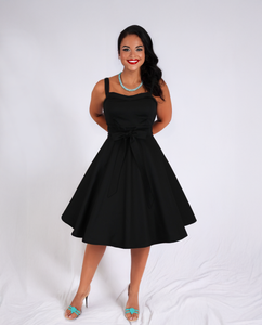 Black Sweetheart Cocktail Strap Dress w/Pockets XS-3XL Vintage Galeria Black Sweetheart Cocktail Strap Dress w/Pockets XS-3XL Vintage Galeria