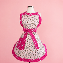 Load image into Gallery viewer, Vintage Pink Polka Dot Apron 1950s Pin Up Apron