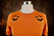 Load image into Gallery viewer, Vintage Inspired Spooky Bat Knit Top – Orange Retro Sweater