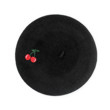 Load image into Gallery viewer, Embroidered Cherry Black Beret