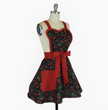 Load image into Gallery viewer, Retro Red Apron Vintage Inspired Cherry Pin Up Apron