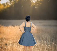 Load image into Gallery viewer, Denim Strap Dress Full Circle Skirt XS-3XL