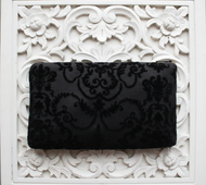 Black Damask Victorian Baroque Makeup Pouch