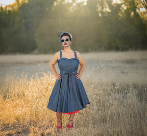 Denim Strap Dress Full Circle Skirt XS-3XL