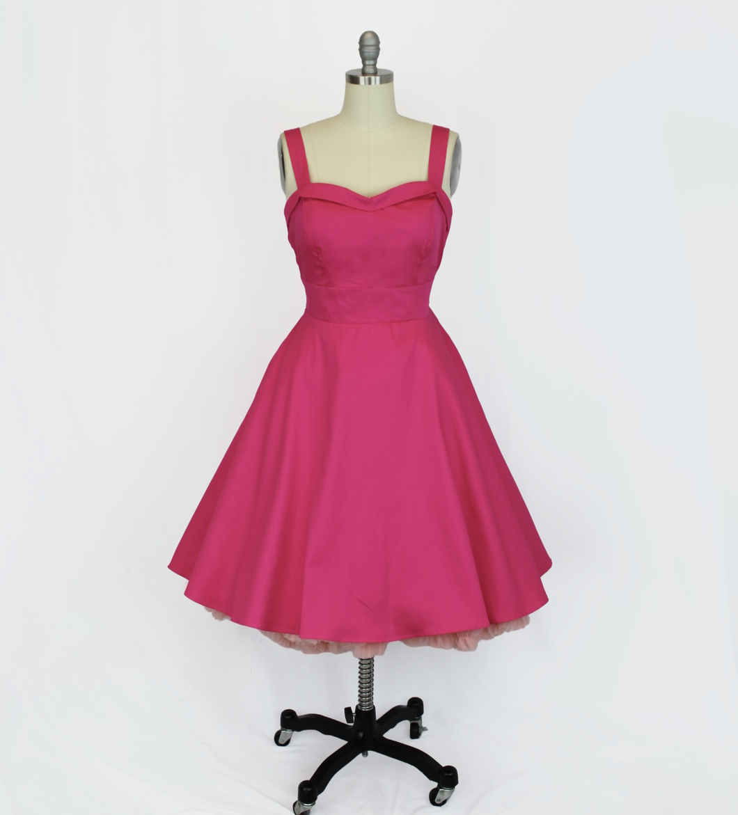 Hot Pink Sweetheart Cocktail Strap Dress w/Pockets XS-3XL