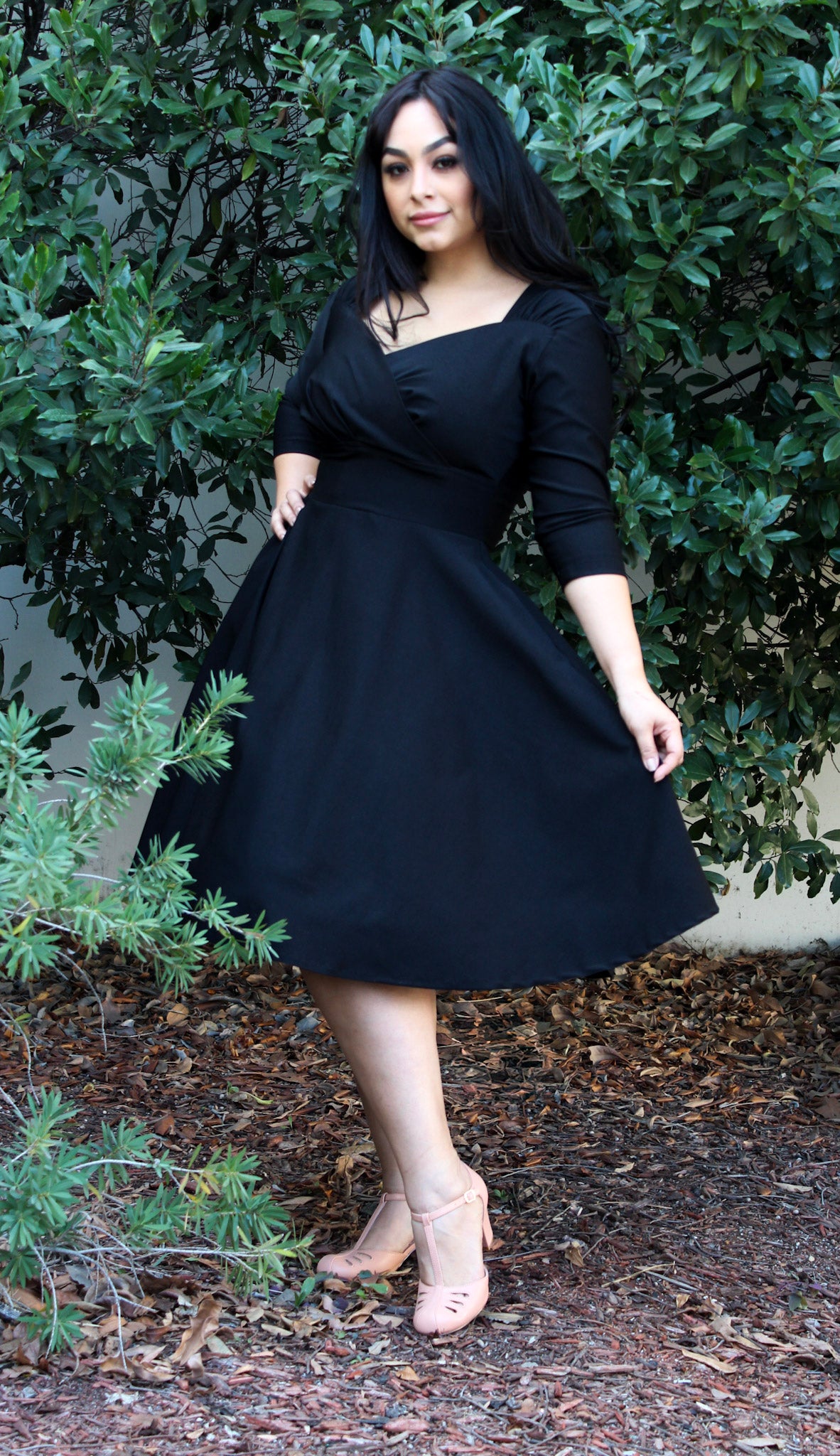 Black 1940s Vintage Inspired Circle Dress w/ Pockets S Black 1940s Vintage Inspired Circle Dress w/ Pockets S