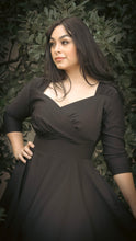 Load image into Gallery viewer, Black 1940s Vintage Inspired Circle Dress w/ Pockets