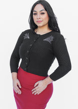 Load image into Gallery viewer, Long Sleeve Black Double Spiderweb Cardigan Sweater