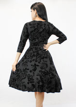 Load image into Gallery viewer, Holiday Black 1940s Vintage Inspired Circle Dress w/ Pockets