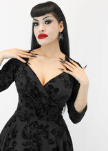 Load image into Gallery viewer, Holiday Black 1940s Vintage Inspired Circle Dress w/ Pockets