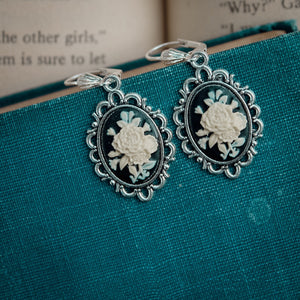 Handmade Ivory Rose Cameo Earrings