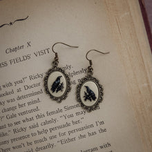 Load image into Gallery viewer, Handmade Crow Cameo Earrings