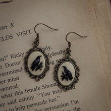 Load image into Gallery viewer, Handmade Crow Cameo Earrings