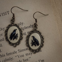 Load image into Gallery viewer, Handmade Crow Cameo Earrings