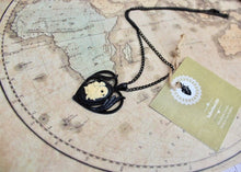 Load image into Gallery viewer, Skull and Roses Heart Cameo Black Victorian Goth Necklace