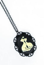 Load image into Gallery viewer, Siamese Cats Oval Cameo Black Victorian Goth Necklace