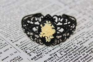 Floral Cameo Vintage Inspired Cuff Adjustable Bracelet