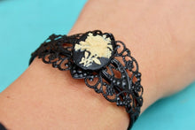 Load image into Gallery viewer, Floral Cameo Vintage Inspired Cuff Adjustable Bracelet