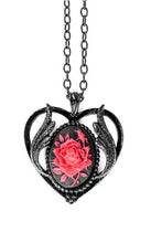 Load image into Gallery viewer, Red Rose Heart Cameo Black Victorian Goth Necklace