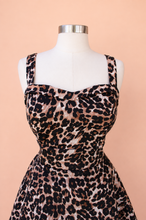 Load image into Gallery viewer, Leopard Strap Animal Print Swing Dress, Rockabilly Midi Dress