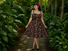 Load image into Gallery viewer, Leopard Strap Animal Print Swing Dress, Rockabilly Midi Dress