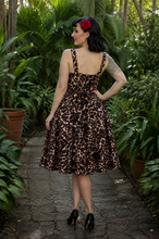 Load image into Gallery viewer, Leopard Strap Animal Print Swing Dress, Rockabilly Midi Dress
