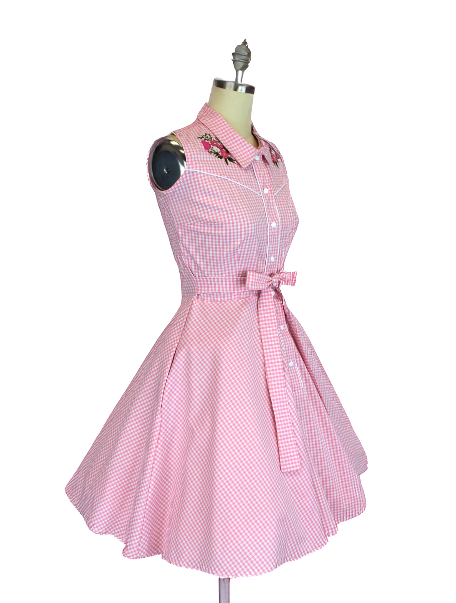 rockabilly dress Pink Gingham Sleeveless