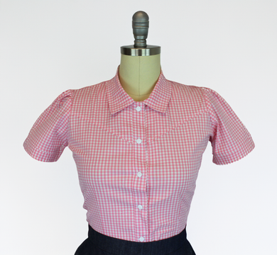 Pink Country Gingham Rockabilly Western Top