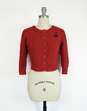 Load image into Gallery viewer, Red 3/4 Sleeve Cardigan Sweater with Cherry Embroidery