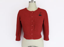 Load image into Gallery viewer, Red 3/4 Sleeve Cardigan Sweater with Cherry Embroidery