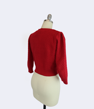 Load image into Gallery viewer, Red 3/4 Sleeve Cardigan Sweater with Cherry Embroidery