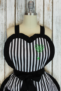 Gothic Glam Apron with Neon Green Spiderweb Heart Detail