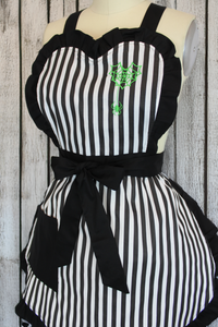 Gothic Glam Apron with Neon Green Spiderweb Heart Detail