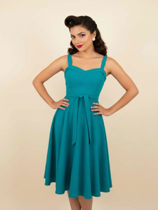 Teal Vintage Swing Dress 1950s Inspired Retro Dress – Vintage Galeria
