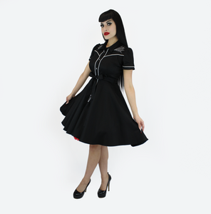 Spiderweb Black Vintage Rockabilly Western Country Women Dress