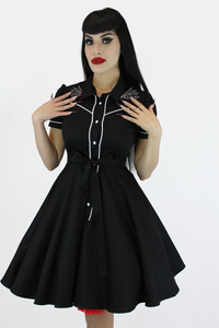 Spiderweb Black Vintage Rockabilly Western Country Women Dress