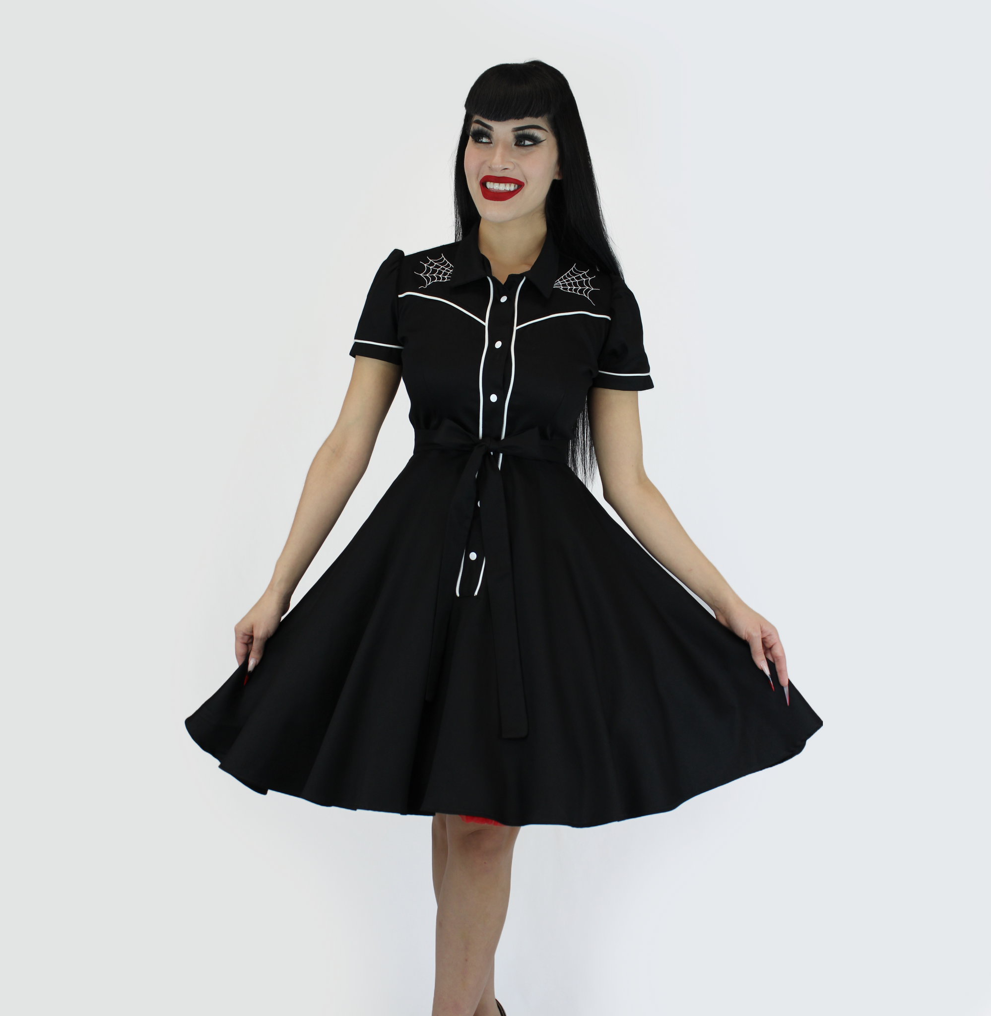 Spiderweb Black Vintage Rockabilly Western Country Women Dress Vintage Galeria Spiderweb Black Vintage Rockabilly Western Country Women Dress Vintage Galeria