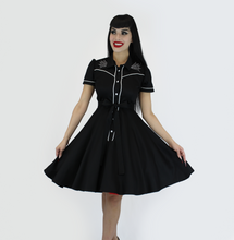 Load image into Gallery viewer, Spiderweb Black Vintage Rockabilly Western Country Women Dress