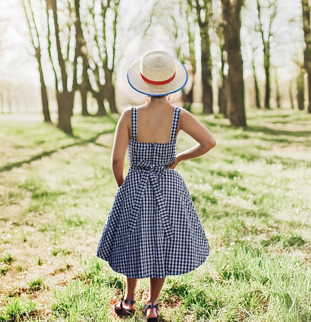 Flirty & Fun Black & White Gingham Dress Full Circle Skirt XS-3XL