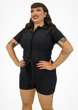 Load image into Gallery viewer, Stretchy Black Romper With Belt