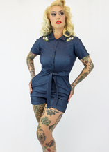 Load image into Gallery viewer, One Piece Floral Denim Romper