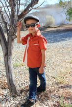 Load image into Gallery viewer, Boy&#39;s Burnt Orange Panel Bowler Top